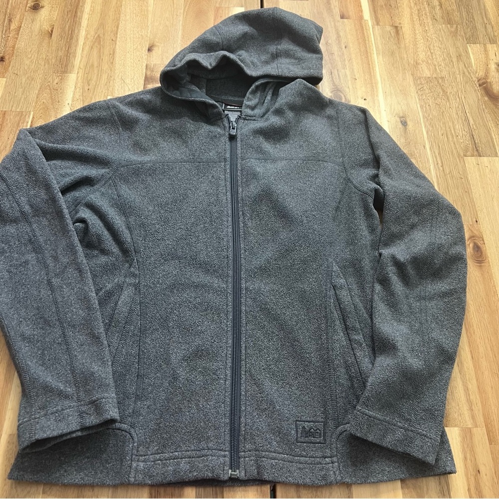 REI Women’s Gray Full Zip Hooded Fleece Jacket Size Small